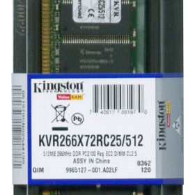 זיכרון כולל 512MB PC2100 DDR-266MHz Registered ECC בצבע ירוק HyperX KVR266X72RC25512