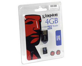 קורא כרטיסי זיכרון חיצוני חיבור USB2.0 מהירות גבוהה Kingston FCR-MRB+SDC44GB MicroSD Flash Card + Reader