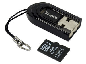 קורא כרטיסי זיכרון חיצוני חיבור USB2.0 מהירות גבוהה Kingston FCR-MRB+SDC44GB MicroSD Flash Card + Reader
