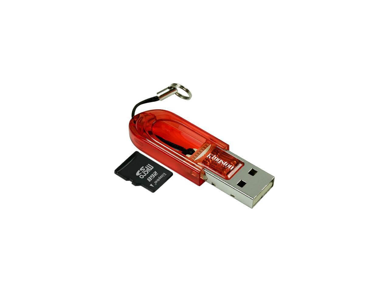 קורא כרטיסי זיכרון חיצוני חיבור USB2.0 מהירות גבוהה Kingston | FCR-MRR+SDC/2GB | MicroSD Flash Card + Reader