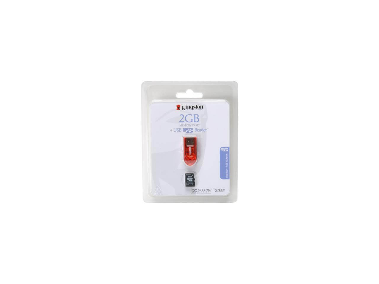 קורא כרטיסי זיכרון חיצוני חיבור USB2.0 מהירות גבוהה Kingston | FCR-MRR+SDC/2GB | MicroSD Flash Card + Reader
