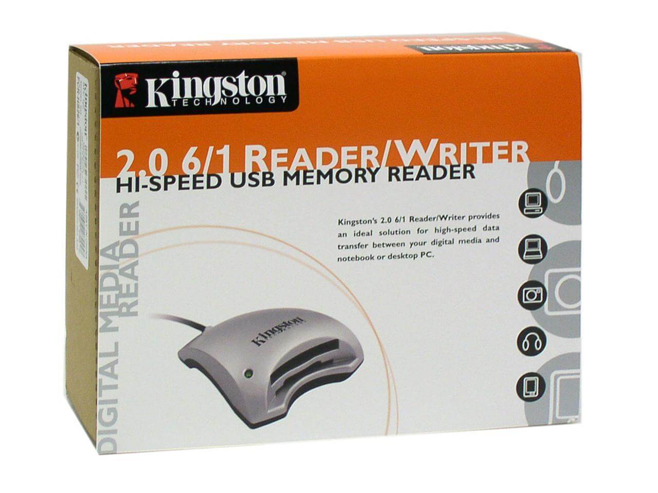 קורא/כותב כרטיסי זיכרון חיצוני חיבור USB2.0 מהירות גבוהה Kingston | FCR-HS26/1 | Hi-Speed Reader CF
