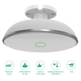 מיקרופון תקרה חווית אודיו ברורה 360 מעלות כולל חסימת רעש Yealink VCM38 8638139