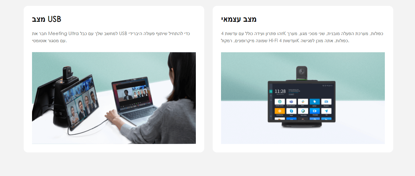 מצלמה לחדרי ישיבות עם מסכי מגע כפולים AI שחור Kandao | WL0308 | Meeting | 4K | 360 | 30MP SuperHDR
