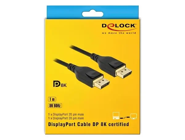 חיבור מסך DisplayPort זכר/זכר DELOCK 85663 8K 60hertz