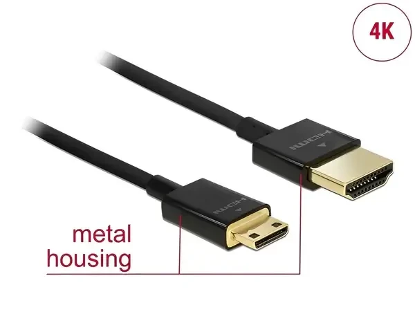 כבל HDMI 3D תקע מיני HDMI לתקע HDMI-A ז/ז DELOCK | 84778 | 4K | 60hertz