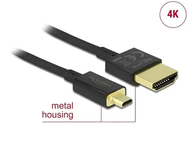 כבל HDMI 3D תקע מיקרו HDMI לתקע HDMI-A ז/ז DELOCK | 85119 | 4K | 60hertz