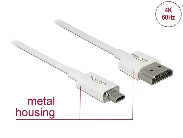 כבל HDMI 3D תקע מיקרו HDMI לתקע HDMI-A ז/ז DELOCK | 85148 | 4K | 60hertz