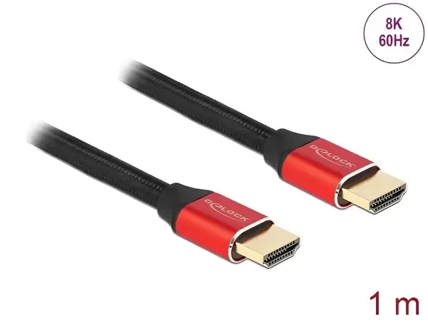 כבל HDMI 8K Certified ז/ז בצבע אדום DELOCK | 85773 | 8K | 60hertz