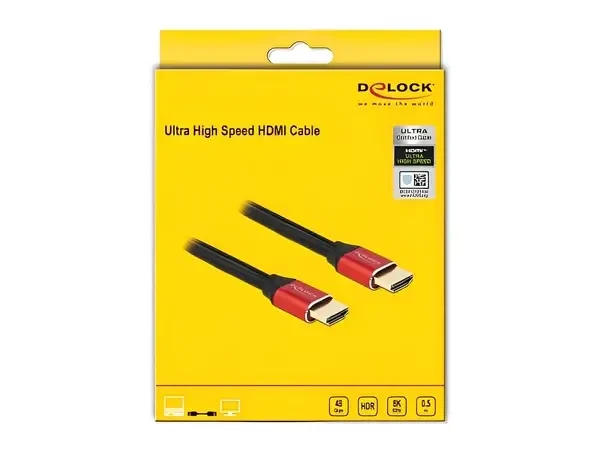 כבל HDMI 8K Certified ז/ז בצבע אדום DELOCK | 85773 | 8K | 60hertz