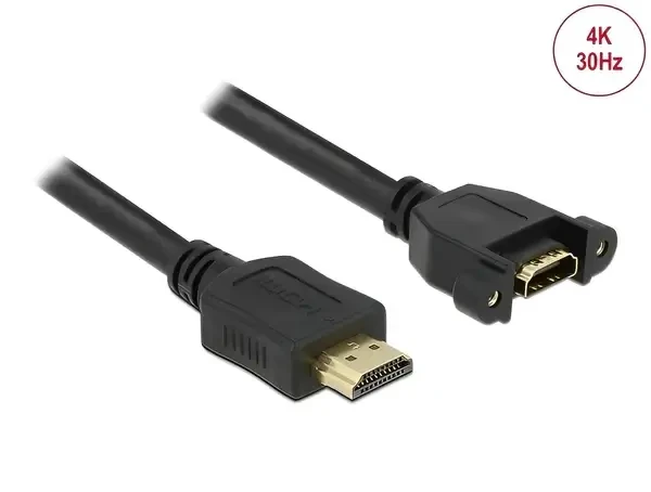 כבל HDMI-A להתקנה בפאנל עם מרחק בין הברגים 30 מ"מ ז/נ DELOCK | 85102 | 4K