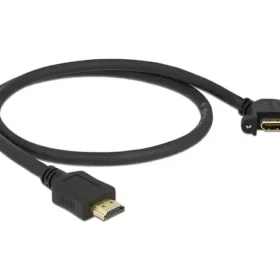 כבל HDMI-A צד אחד בזווית 110° להתקנה בפאנל עם מרחק בין הברגים 30 מ"מ ז/נ DELOCK | 85467 | 4K
