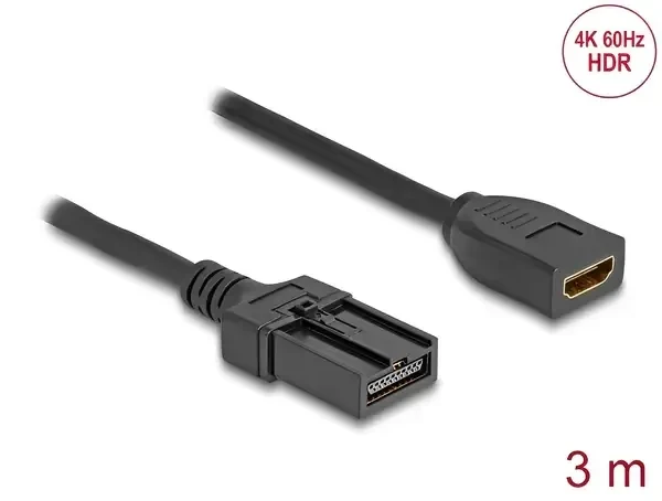 כבל HDMI Automotive שקע HDMI-A לתקע HDMI-E להתקנה ברכב DELOCK | 87905 | 4K