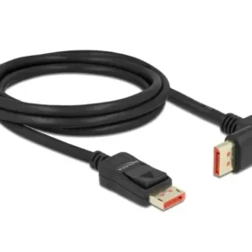 כבל HDR חיבור מסך DisplayPort זכר/זכר זווית 90 מעלות DELOCK 87055 8K 60hertz