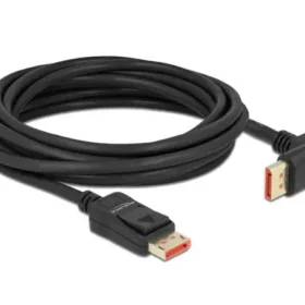 כבל HDR חיבור מסך DisplayPort זכר/זכר זווית 90 מעלות DELOCK 87057 8K 60hertz