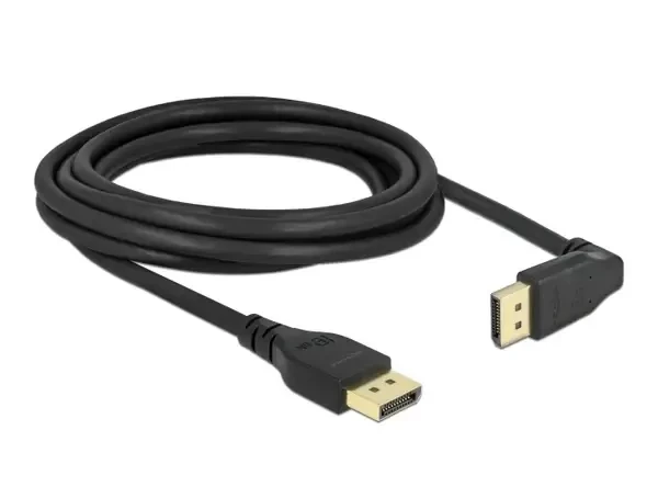 כבל HDR חיבור מסך DisplayPort זכר/זכר ללא נעילה זווית 90 מעלות DELOCK 87151 8K 60hertz