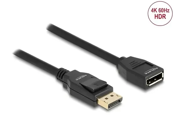 כבל HDR חיבור מסך DisplayPort זכר/נקבה DELOCK 80003 4K 60hertz