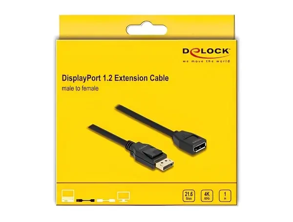 כבל HDR חיבור מסך DisplayPort זכר/נקבה DELOCK 80004 4K 60hertz