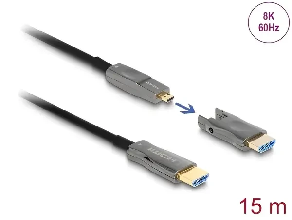 כבל אקטיבי Optical 5in1 HDMI ז/ז עם ראשים מתחלפים DELOCK | 86006 | 8K | 60hertz