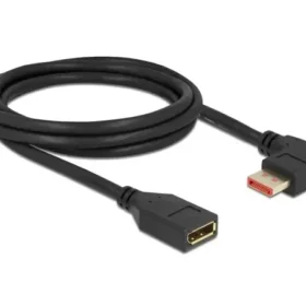 כבל מאריך HDR חיבור מסך DisplayPort ז/נ צד אחד בזווית 90° ימינה DELOCK 87078 8K 60hertz
