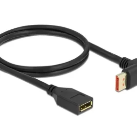 כבל מאריך HDR חיבור מסך DisplayPort ז/נ צד אחד בזווית 90° למעלה DELOCK 87080 8K 60hertz