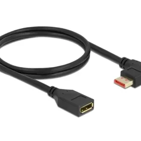 כבל מאריך HDR חיבור מסך DisplayPort ז/נ צד אחד בזווית 90° שמאלה DELOCK 87073 8K 60hertz