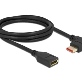 כבל מאריך HDR חיבור מסך DisplayPort ז/נ צד אחד בזווית 90° שמאלה DELOCK 87075 8K 60hertz