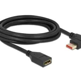 כבל מאריך HDR חיבור מסך DisplayPort ז/נ צד אחד בזווית 90° שמאלה DELOCK 87076 8K 60hertz