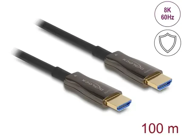 כבל משוריין HDMI HDR Metal Armoured אקטיבי על סיב אופטי ז/ז DELOCK | 86080 | 8K | 60hertz