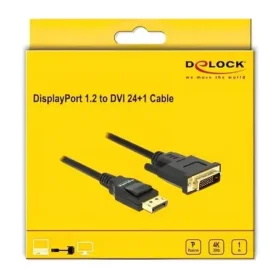 כבל תצוגה DisplayPort לחיבור מסך DVI ז/ז DELOCK | 85314 | 4K | 30hertz