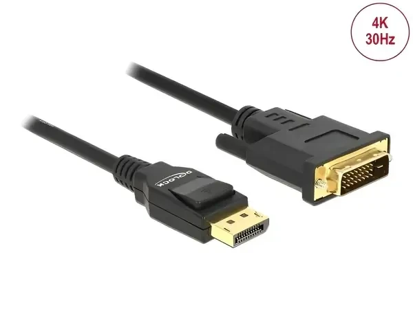 כבל תצוגה DisplayPort לחיבור מסך DVI ז/ז DELOCK | 85314 | 4K | 30hertz
