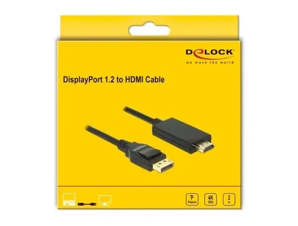 כבל תצוגה DisplayPort לחיבור מסך HDMI ז/ז DELOCK | 85317 | 4K | 30hertz