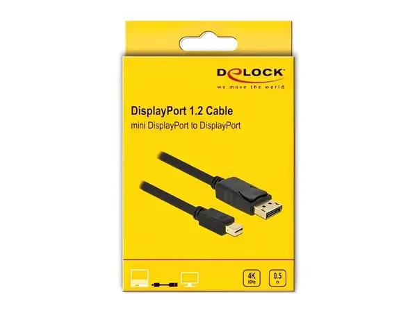 כבל תצוגה DisplayPort תקע מיני DP לתקע DP ז/ז DELOCK | 82438 | 4K | 60hertz