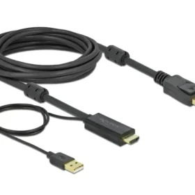 כבל תצוגה HTML לחיבור DisplayPort ז/ז אקטיבי DELOCK 85966 4K 30hertz