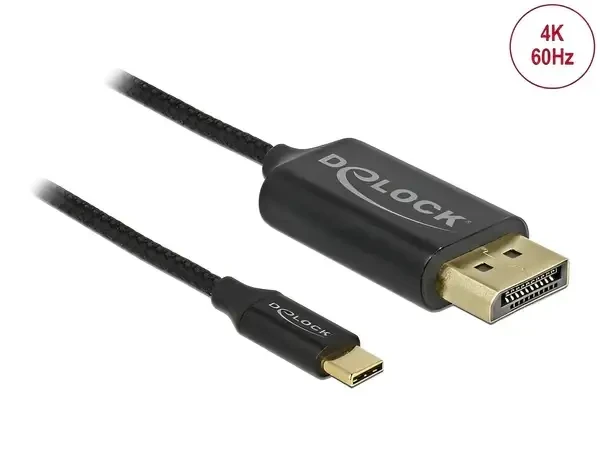 כבל תצוגה USB-C קואקסיאלי לחיבור מסך DisplayPort ז/ז DELOCK | 83709 | 4K | 60hertz