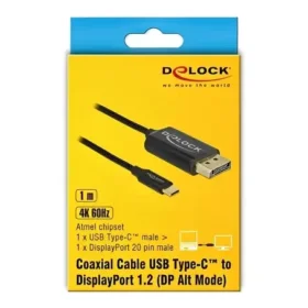כבל תצוגה USB-C קואקסיאלי לחיבור מסך DisplayPort ז/ז DELOCK | 83710 | 4K | 60hertz