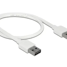 כבל EASY-USB 2.0 Type-A עם מחברים דו כיווניים צבע לבן ז/ז DELOCK | 85195 | 4K