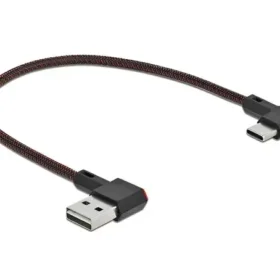 כבל EASY-USB 2.0 תקע USB-A בזווית צד 90° לתקע USB-C בזווית צד 90° ז/ז DELOCK | 85279 | 4K