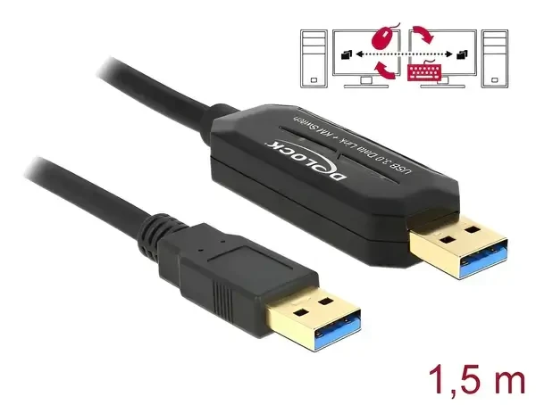 כבל SuperSpeed USB 5 Gbps Data Link + KM Switch להעברת מידה בין שני מחשבים ז/ז DELOCK | 83647 | 4K