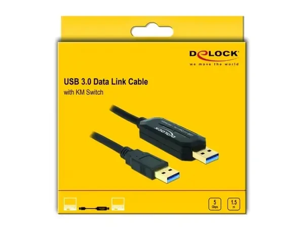 כבל SuperSpeed USB 5 Gbps Data Link + KM Switch להעברת מידה בין שני מחשבים ז/ז DELOCK | 83647 | 4K