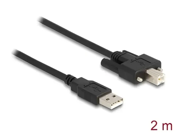 כבל USB 2.0 A-B עם ברגים בצדדים ז/ז DELOCK | 87201 | 4K – תמונה 2