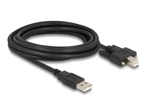 כבל USB 2.0 A-B עם ברגים בצדדים זז DELOCK 87215 4K