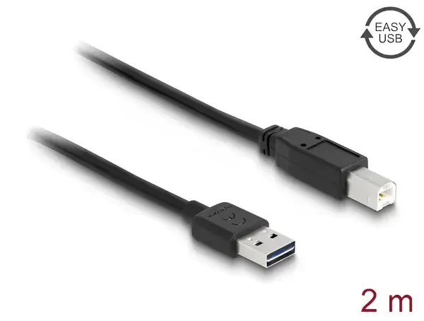 כבל USB 2.0 A-B עם מחבר דו כיווני ז/ז DELOCK | 83359 | 4K