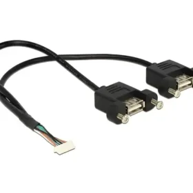 כבל USB 2.0 להתקנה בפאנל שקע 8 פין ל- 2 שקעים USB-A עם מרחק בין הברגים 28.5 מ"מ DELOCK | 84839 | 4K