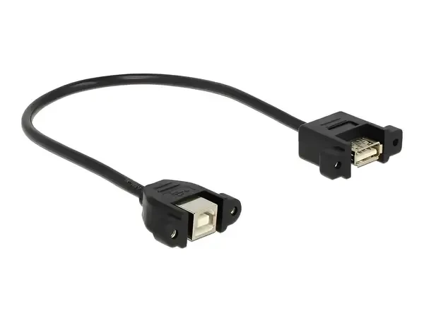 כבל USB 2.0 להתקנה בפאנל שקע USB-A לשקע USB-B עם מרחק בין הברגים 30 מ"מ ז/ז DELOCK | 85107 | 4K