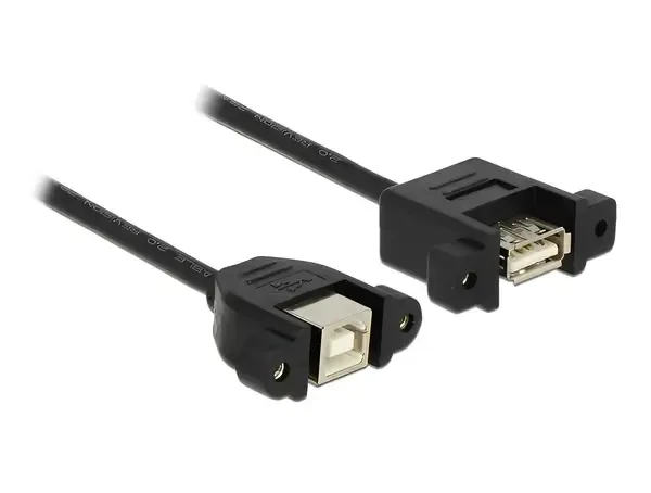כבל USB 2.0 להתקנה בפאנל שקע USB-A לשקע USB-B עם מרחק בין הברגים 30 מ"מ ז/ז DELOCK | 85108 | 4K