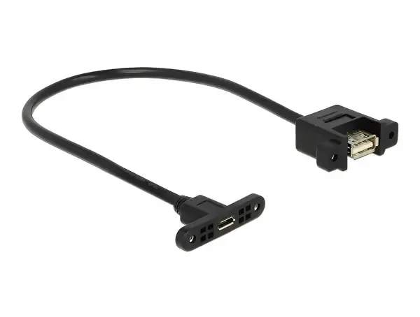 כבל USB 2.0 להתקנה בפאנל שקע USB-A לשקע מיקרו USB-B עם מרחק בין הברגים 30 מ"מ DELOCK | 85109 | 4K
