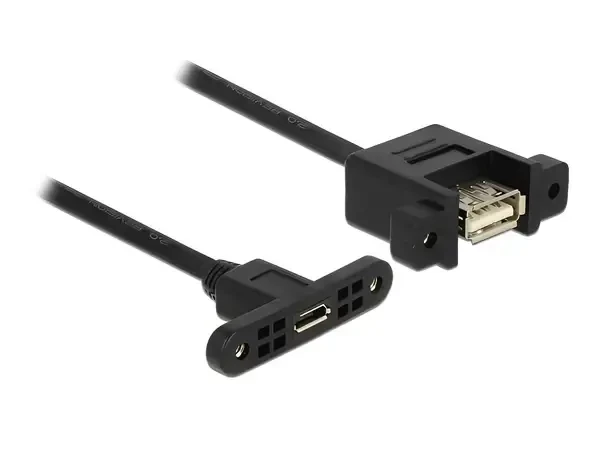 כבל USB 2.0 להתקנה בפאנל שקע USB-A לשקע מיקרו USB-B עם מרחק בין הברגים 30 מ"מ DELOCK | 85109 | 4K