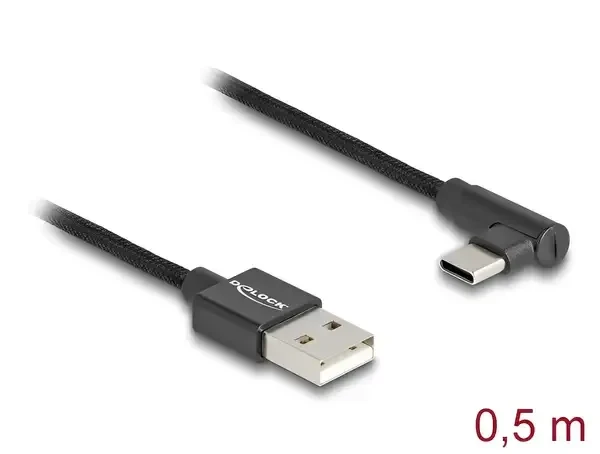 כבל USB 2.0 תקע USB-A לתקע USB-C מכופף 90° ז/ז DELOCK | 80029 | 4K