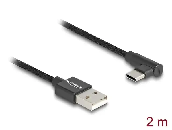 כבל USB 2.0 תקע USB-A לתקע USB-C מכופף 90° ז/ז DELOCK | 80031 | 4K
